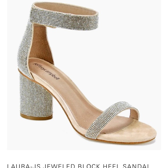 JEFFEREY CAMPBELL Womens Beige Rhinestone Laura Leather Heeled Sandal - Picture 2 of 11